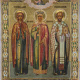 AN ICON SHOWING ST. ALEXANDRA FLANKED BY ST. ANNE THE PROPHETESS AND ST. NICHOLAS OF MYRA - photo 1