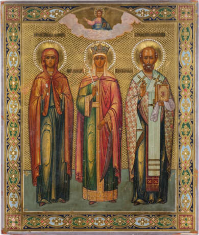 AN ICON SHOWING ST. ALEXANDRA FLANKED BY ST. ANNE THE PROPHETESS AND ST. NICHOLAS OF MYRA - photo 1