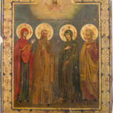 TWO ICONS SHOWING THE VLADIMIRSKAYA MOTHER OF GOD AND FOUR SELECTED SAINTS - фото 2