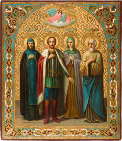 AN ICON SHOWING STS. JOHN, ALEXANDER NEVSKY, TATIANA AND ELISHA - photo 1