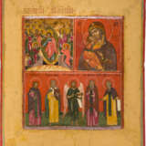 A FINE THREE-PARTITE ICON SHOWING THE DESCENT INTO HELL, THE VLADIMIRSKAYA MOTHER OF GOD - photo 1