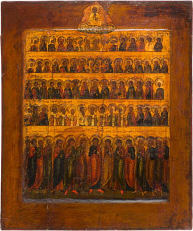 A VERY LARGE ICON SHOWING A SELECTION OF SAINTS: ARCHANGELS, PROPHETS, BISHOPS, MARTYRS - photo 1