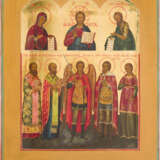 AN ICON SHOWING THE DEISIS, THE ARCHANGEL MICHAEL AND FOUR SELECTED SAINTS - photo 1