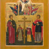 A VERY FINE ICON SHOWING THE BOGOLUBSKAYA MOTHER OF GOD AND STS. CONSTANTINE AND HELENA, - photo 1