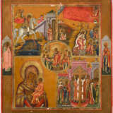 VIERFELDER-IKONE MIT DER HADESFAHRT CHRISTI, HEILIGEN UND DER GOTTESMUTTER VON TICHWIN (TICHWINSKAJA - Foto 1