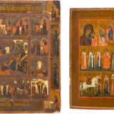 TWO ICONS: A MULTI-PARTITE ICON SHOWING THE DESCENT INTO HELL, THE MOTHER OF GOD OF KAZAN - photo 1