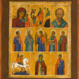 A MULTI-PARTITE ICON SHOWING THE DESCENT INTO HELL, THE MOTHER OF GOD OF KAZAN AND - photo 1