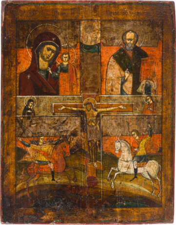 A QUADRI-PARTITE ICON SHOWING THE KAZANSKAYA MOTHER OF GOD, ST. NICHOLAS OF MYRA, THE - photo 1