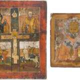 TWO ICONS: ST. NICHOLAS OF MYRA AND A QUADRI-PARTITE ICON SHOWING THE KAZANSKAYA MOTHER OF - photo 1