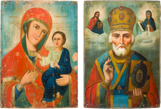 ZWEI IKONEN: GOTTESMUTTER VON TICHWIN UND HEILIGER NIKOLAUS VON MYRA - Foto 1