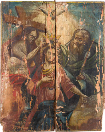 TWO LARGE ICONS SHOWING ST. NICHOLAS OF MYRA AND THE CORONATION OF THE MOTHER OF GOD - photo 2