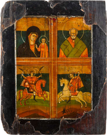 FOUR ICONS SHOWING PORTRAITS OF THE MOTHER OF GOD, THE PROPHET ELIJAH AND SELECTED SAINTS - photo 4