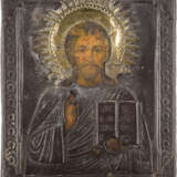 THREE ICONS SHOWING PORTRAITS OF THE MOTHER OF GOD AND CHRIST PANTOKRATOR WITH OKLAD - photo 3