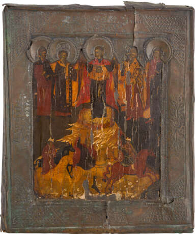THREE ICONS WITH BASMA: STS. FLORUS AND LAURUS, THE POKROV AND A FEAST DAY ICON - photo 4