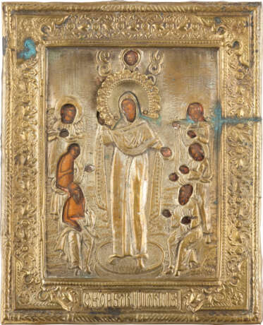 THREE SMALL ICONS WITH OKLAD SHOWING CHRIST PANTOKRATOR, THE MOTHER OF GOD 'JOY TO ALL WHO - photo 2