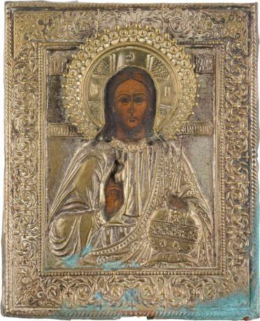 THREE SMALL ICONS WITH OKLAD SHOWING CHRIST PANTOKRATOR, THE MOTHER OF GOD 'JOY TO ALL WHO - photo 4