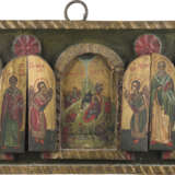 AN ICON WITH THREE TRIPTYCHS SHOWING THE ANNUNCIATION, THE NATIVITY OF CHRIST AND THE - фото 1