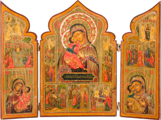 A VITA ICON OF ST. NICHOLAS OF MYRA AND A TRIPTYCH SHOWING PORTRAITS OF THE MOTHER OF GOD - photo 2