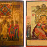 TWO ICONS SHOWING THE VLADIMIRSKAYA MOTHER OF GOD AND AN ICON SHOWING SELECTED SAINTS - photo 1
