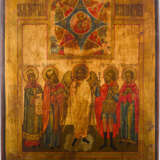 TWO ICONS SHOWING THE VLADIMIRSKAYA MOTHER OF GOD AND AN ICON SHOWING SELECTED SAINTS - photo 2