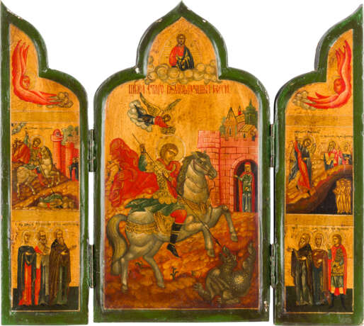 A SMALL ICON AND TWO TRIPTYCHS SHOWING ST. GEORGE KILLING THE DRAGON - photo 4