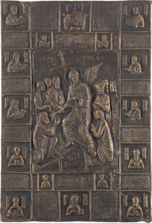 AN ICON SHOWING CHRIST 'THE UNSLEEPING EYE', A RELIEF OF THE ANASTASIS AND A ROOF TILE - photo 2