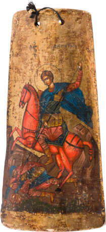 AN ICON SHOWING CHRIST 'THE UNSLEEPING EYE', A RELIEF OF THE ANASTASIS AND A ROOF TILE - photo 3