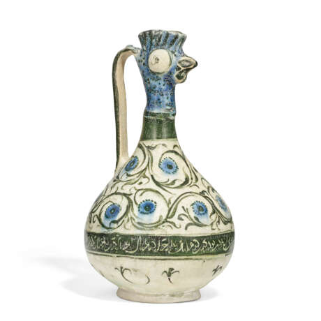 A KASHAN COCKEREL HEAD POTTERY EWER - photo 2