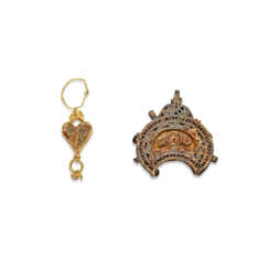 TWO FATIMID ENAMELLED GOLD PENDANTS