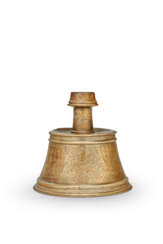 AN IMPRESSIVE MAMLUK SILVER-INLAID BRASS CANDLESTICK
