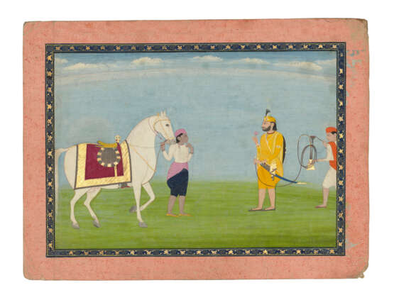 A SIKH NOBLE INSPECTING A HORSE - photo 1