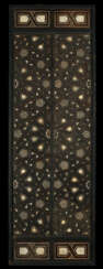 AN IVORY AND EBONY-INLAID WOODEN PANEL