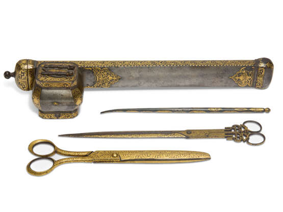 A SET OF GOLD DAMASCENED STEEL CALLIGRAPHY TOOLS - photo 1