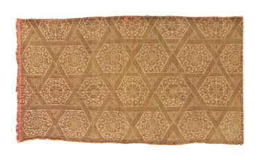 A MONGOL &#39;CLOTH OF GOLD&#39; SILK AND METAL-THREAD LAMPAS PANEL
