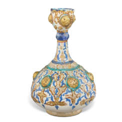 A GILDED MINA&#39;I POTTERY BOTTLE