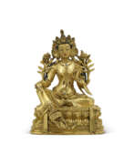 Период Канси. A GILT-BRONZE FIGURE OF GREEN TARA