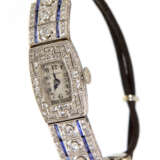 Diamant Uhr mit Saphir - Platin / Weissgold 750 - фото 1