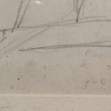3 sketches Black pencil watercolor Early 20th century - photo 2