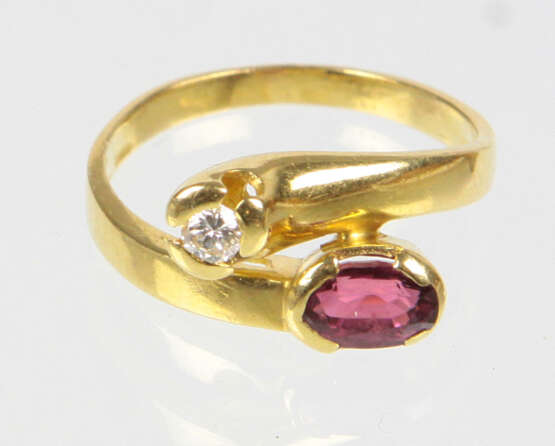 Rubin Brillant Ring - Gelbgold 750 - фото 1