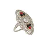 Bague en or blanc avec diamants et &eacute;mail de style Art D&eacute;co. 20i&egrave;me si&egrave;cle. Emaille 20th century - Foto 1