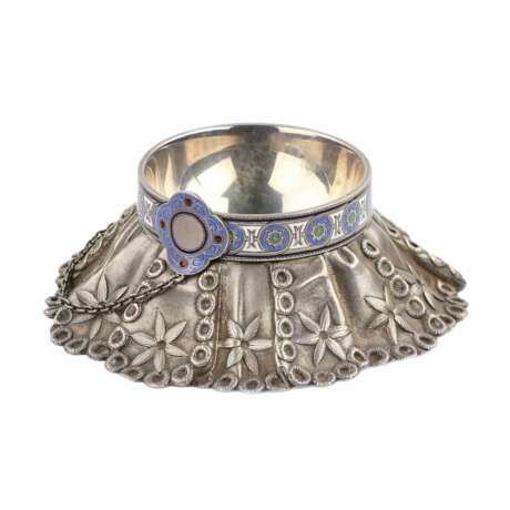 Sali&egrave;re de mariage sur un pain Pavel Ovchinnikov. Moscou. 1874 Silver 84 Cloisonné enamel Neo-Russian 19th century - photo 6