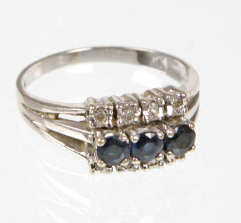 Saphir Brillant Ring - Weissgold 585 - фото 1