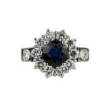 Bague en or 18 carats avec diamants et saphir naturel. Diamanten 21th century - Foto 3