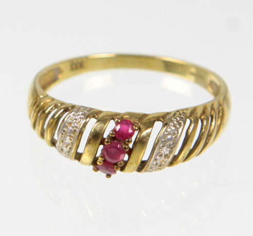 Rubin Diamant Ring - Gelbgold 333 - Foto 1