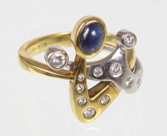 Brillant Saphir Ring - Gelbgold/WG 585 - Foto 1