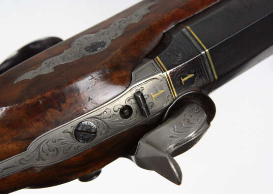 Paar Duell-Pistolen im Kasten um 1850 - Foto 4