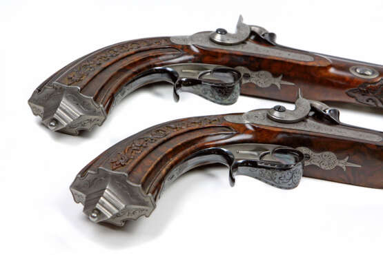 Paar Duell-Pistolen im Kasten um 1850 - Foto 6