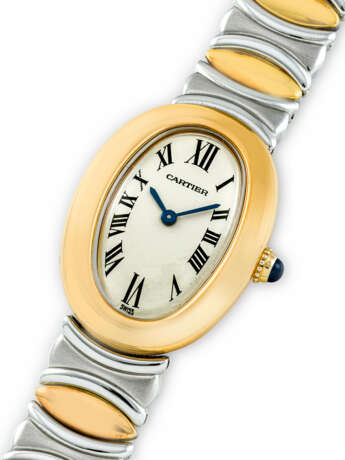 CARTIER, STEEL AND GOLD BAIGNOIRE BRACELET WATCH - Foto 2