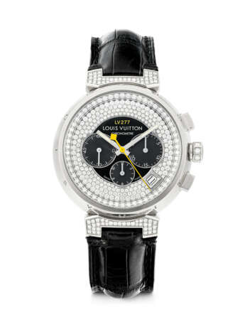 LOUIS VUITTON, TAMBOUR, WHITE GOLD AND DIAMOND-SET CHRONOGRAPH WRISTWATCH - photo 1