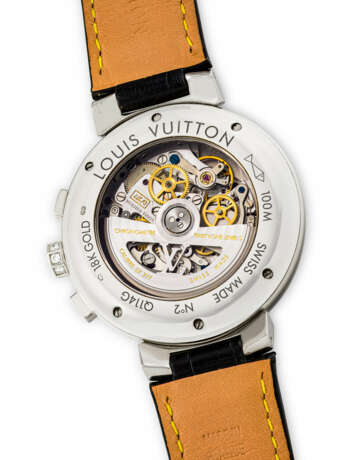 LOUIS VUITTON, TAMBOUR, WHITE GOLD AND DIAMOND-SET CHRONOGRAPH WRISTWATCH - photo 3